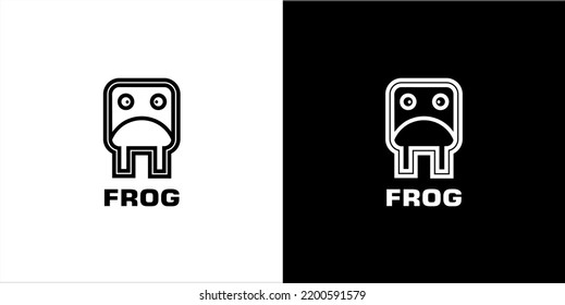 black and white frog logo vector