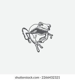 Black and white frog vector art 