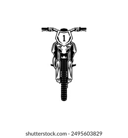 black and white front view motocross vector illustration