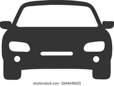 Black and White Front-View Car Silhouette – Minimalist Vehicle Graphic Icon