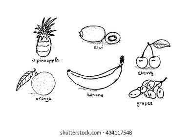 Black and white fruit compillation with handwriting signatures