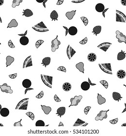 black and white Fruit Pattern
