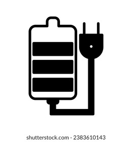 vector de icono de batería completa en blanco y negro