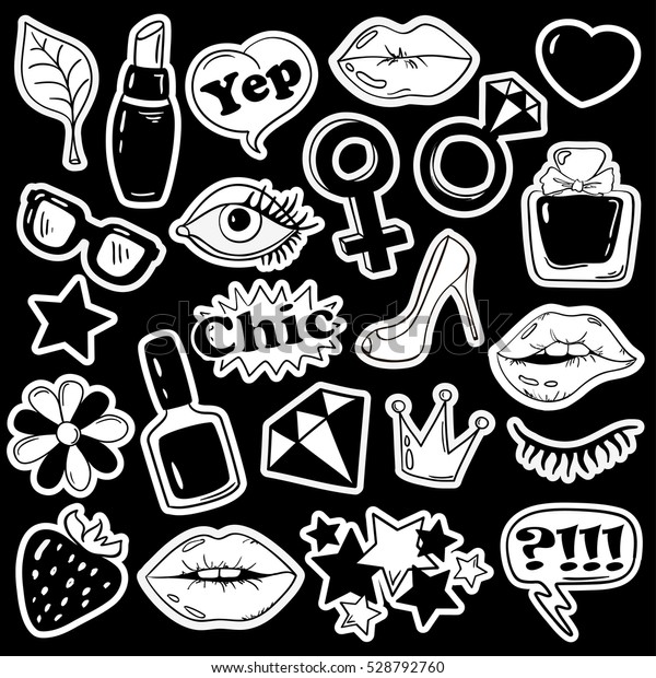 Black White Fun Set Girls Fashion Stock Vector (Royalty Free) 528792760