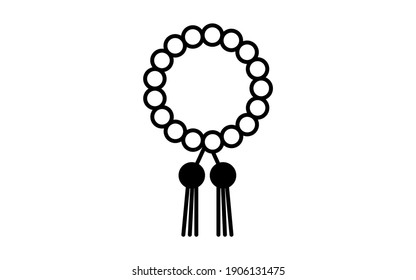 Black and white funeral icon, beads