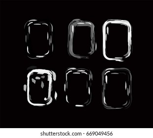 Black and white funky vector borders in the retro-futuristic style of the 60s. Modern hand painted square vertical frames and borders set. Greyscale ink paintbrush design elements. 