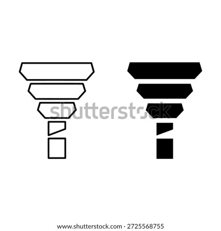 Black and white funnel shape with geometric and square base
