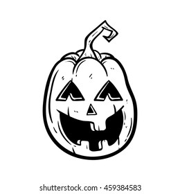 Black and white funny halloween pumpkin using doodle art