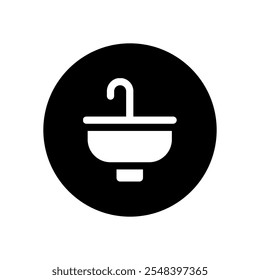 A black and white furniture icon illustration