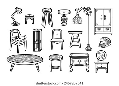 black and white furnitures set on background