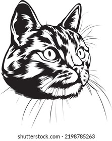 black and white furry cat head silhouette