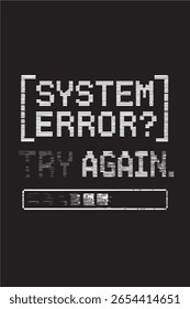 Black and white Futuristic System Error Pixel Art T-Shirt