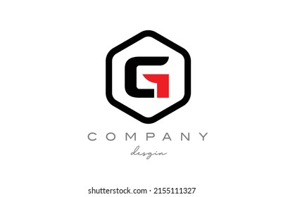 black and white G alphabet letter logo icon design with hexagon. Creative template for company and business