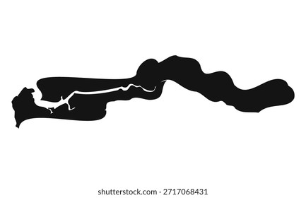 Mapa simples de Gâmbia preto e branco