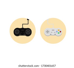 Vector de iconos de dispositivo de juego en blanco y negro. controlador.