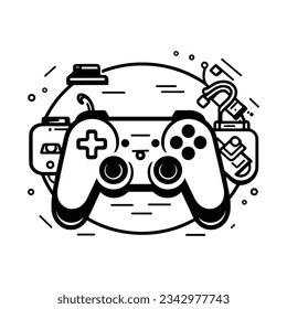 Black and White Gaming Controller Silhouette 