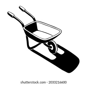 carretilla de jardín blanco y negro. Vector aislado sobre fondo blanco.