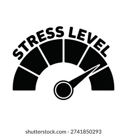 Black and white gauge displaying a high stress level indicating significant pressure