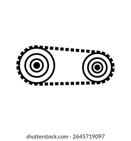 Ilustração de sistema de acionamento de corrente de engrenagens preto e branco