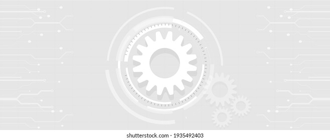 Black and white gear circle technology abstract technology innovation concept vector background and glowing light with some Elements of this image panorama