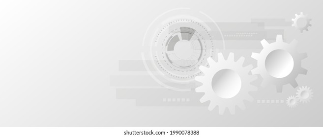 Tecnología de círculo de engranajes negros y blancos tecnología abstracta concepto de innovación tecnológica de fondo vectorial y luz brillante con algunos Elementos de esta imagen panorámica