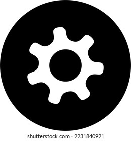 Black and white gear icon, setting icon, setting button