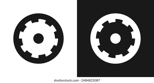 black and white gear icon symbol vector