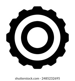 Icono de engranaje blanco y negro. Ilustración vectorial