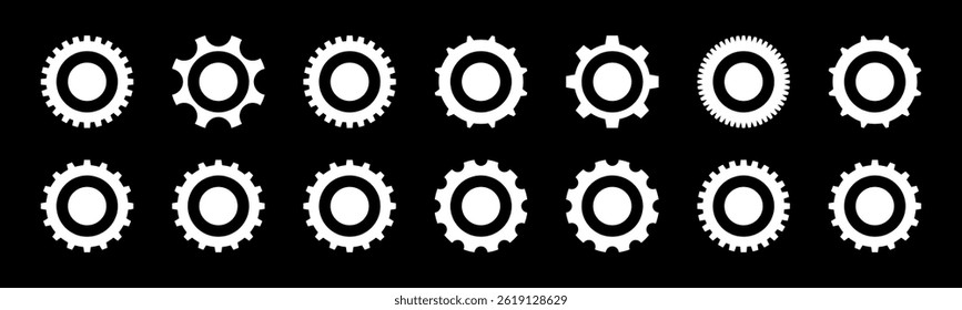 Black and white Gear Mechanism Icons set – Industrial Engineering Concept