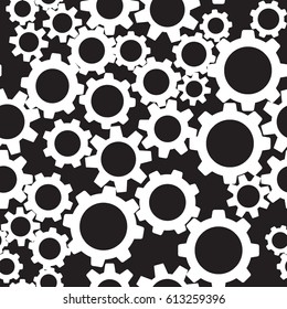 Black and white gear seamless background
