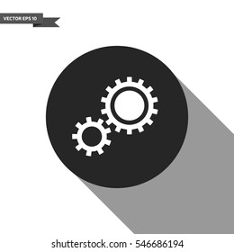 Black and white gear web icon on a white background. Vector, eps10.