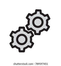 black & white gear wheel vector icon