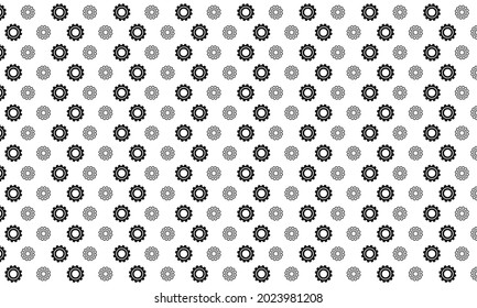 Black and White Gears Seamless Pattern