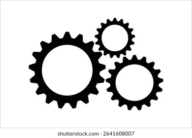 Black and White Gears Vector Illustration Depicting Mechanical Processes and Engineering