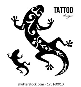 Black and white gecko tattoo
