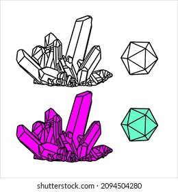 black and white gem crystal design vector