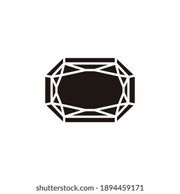 Schwarz-Weiß-Edelstein-Symbol mit flacher Vektorgrafik