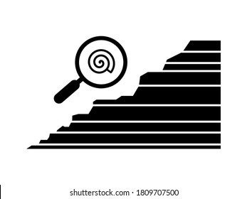 Black and white geology vector. Finding fossil from layered sedimentary rock.
