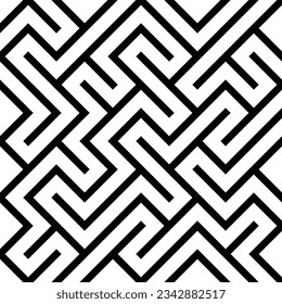 Black and White Geomatric Maze, labyrinth pattern design