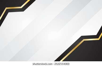Black white geometric abstract background with gold lines