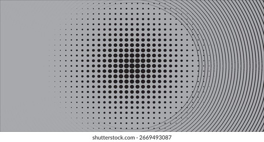 Capa de fondo abstracta geométrica blanca negra sobre espacio brillante con decoración de efecto de líneas. Círculos de elementos de Diseño gráfico modernos