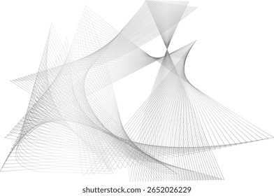 Linhas abstratas geométricas pretas e brancas se cruzando em simetria dinâmica. Perfeito para fundos, designs modernos, arte digital, tecnologia e visuais com tema de arquitetura