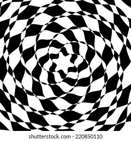 Black And White Geometric Abstract Pattern. Optical illusion. Vector.