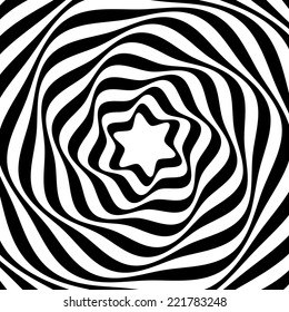 Black And White Geometric Abstract Pattern. Optical illusion. Vector.