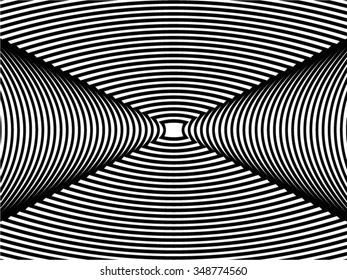 Black And White Geometric Abstract Pattern. Optical illusion. Vector.