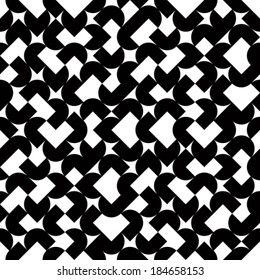Black and white geometric abstract seamless pattern, vector contrast spherical background.