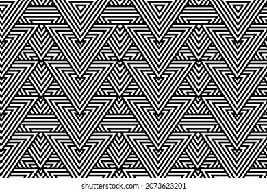 Black and white geometric abstract seamless pattern in vector illustration