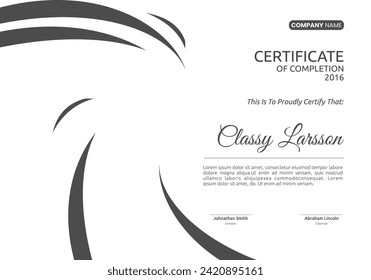 Black and white geometric achievement certificate template. Award diploma design