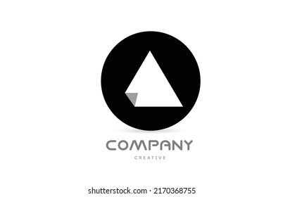 A black and white geometric alphabet letter logo icon design with folded corner. Template design for business or company with circle. Vector element for identity. Logotype or emblem