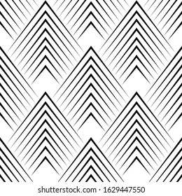Black and white geometric arrowline background pattern. top vector illustration for greeting cards, cover, flyer, wallpaper. Abstract texture ornament design, repeating tiles